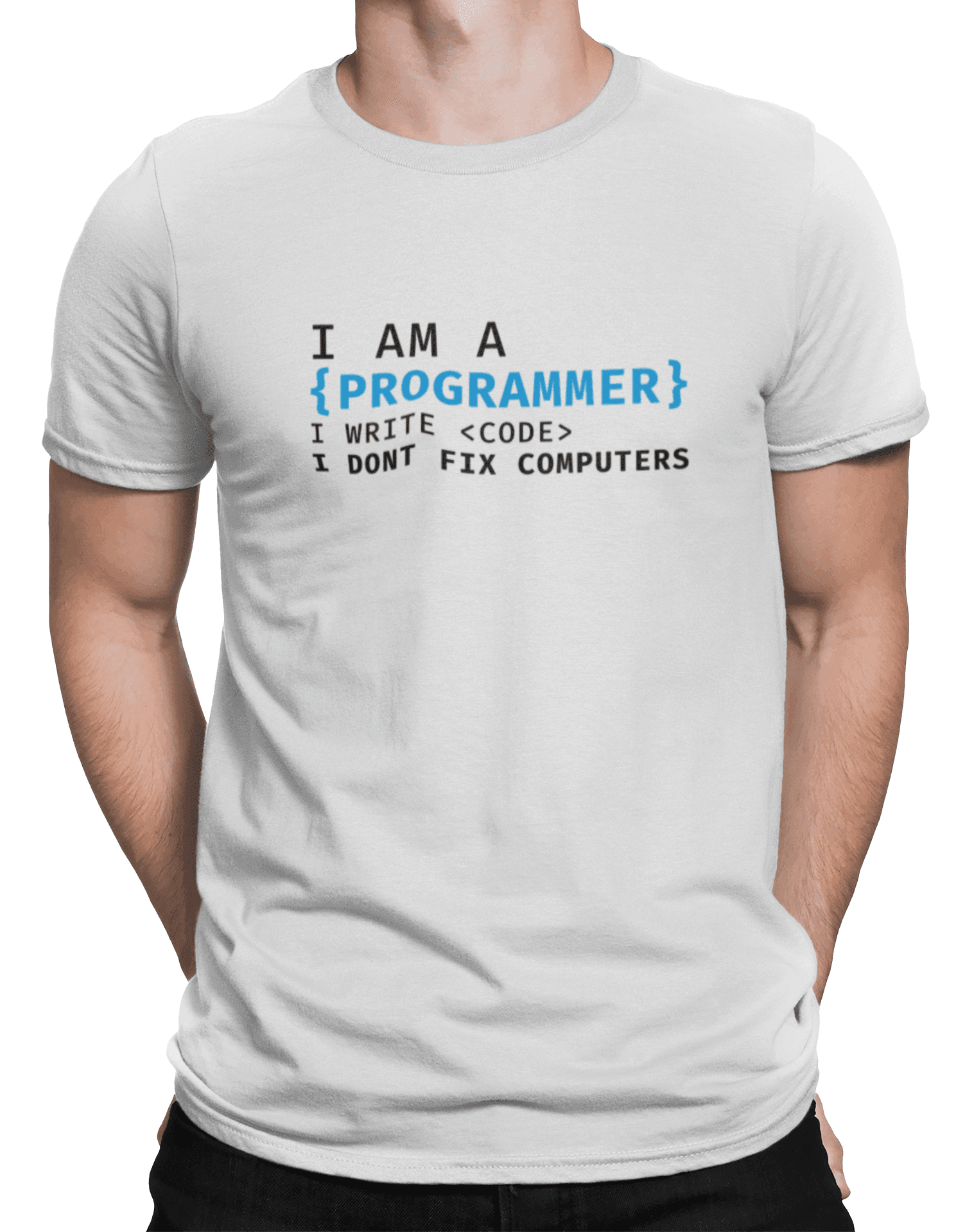 mockup of a man wearing a customizable t shirt against a plain color backdrop 1422 el min