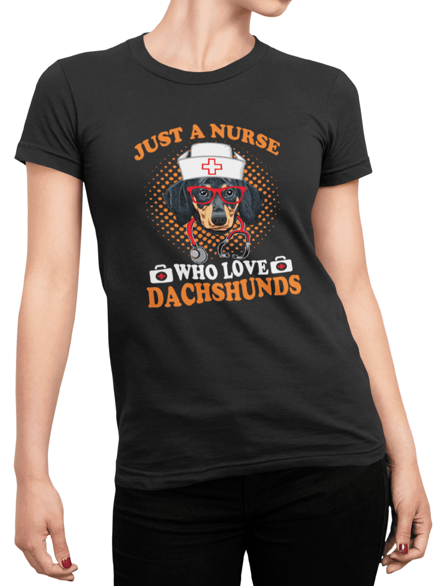 Tričko s potiskem Dachshund nurse