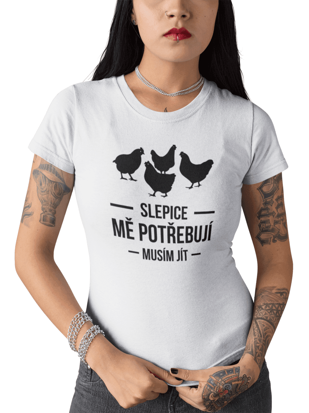 tattooed girl mockup standing while wearing a round neck tee against a solid color background a17178 (1) (1)