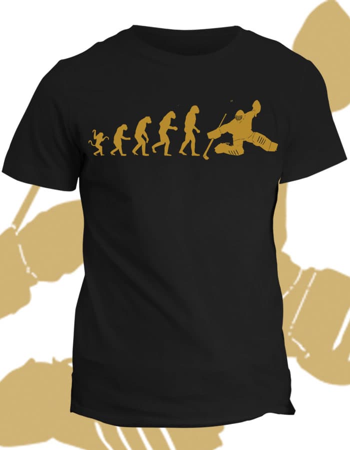 Tričko s potiskem Evolution of hockey goalkeeper
