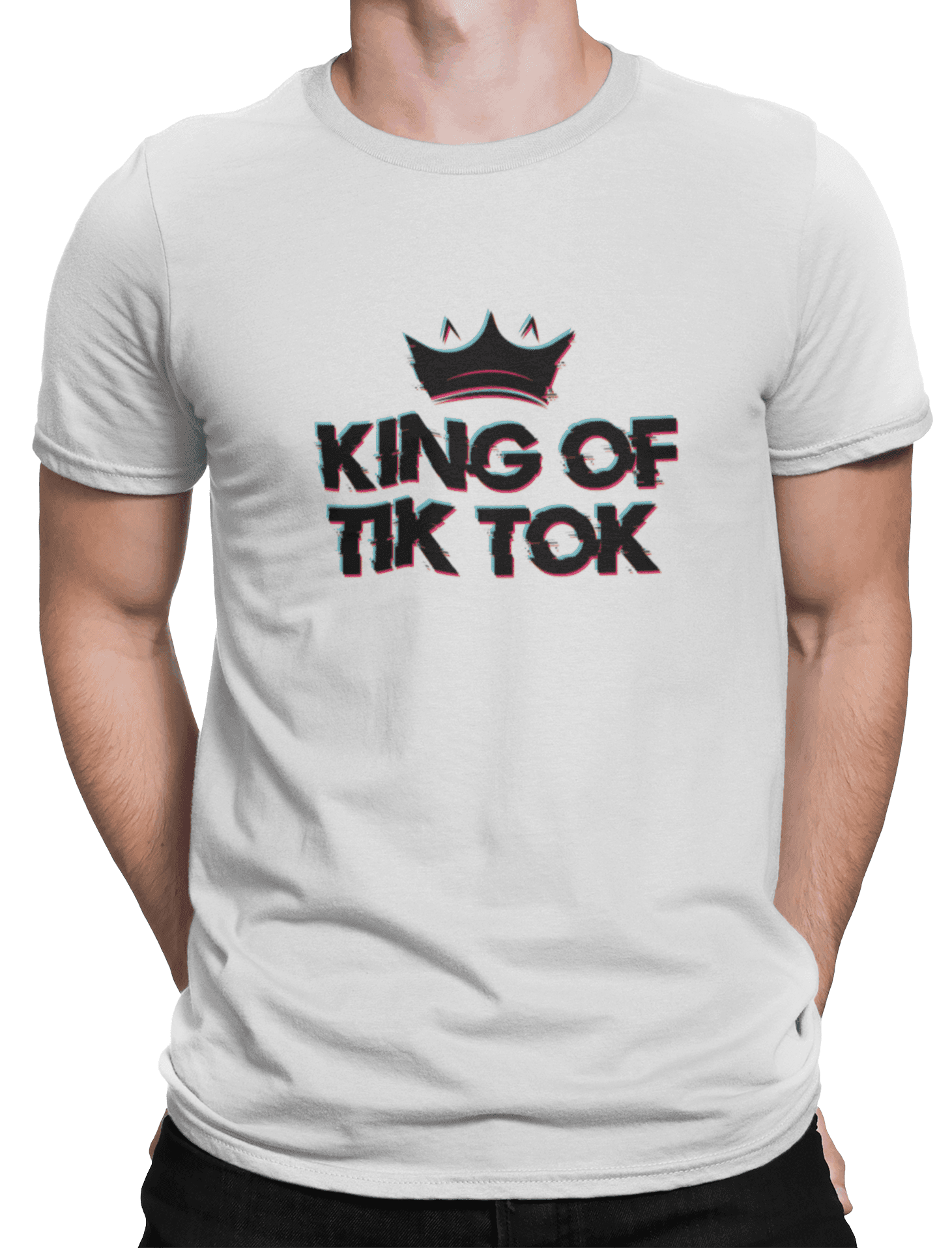 mockup of a man wearing a customizable t shirt against a plain color backdrop 1422 el min
