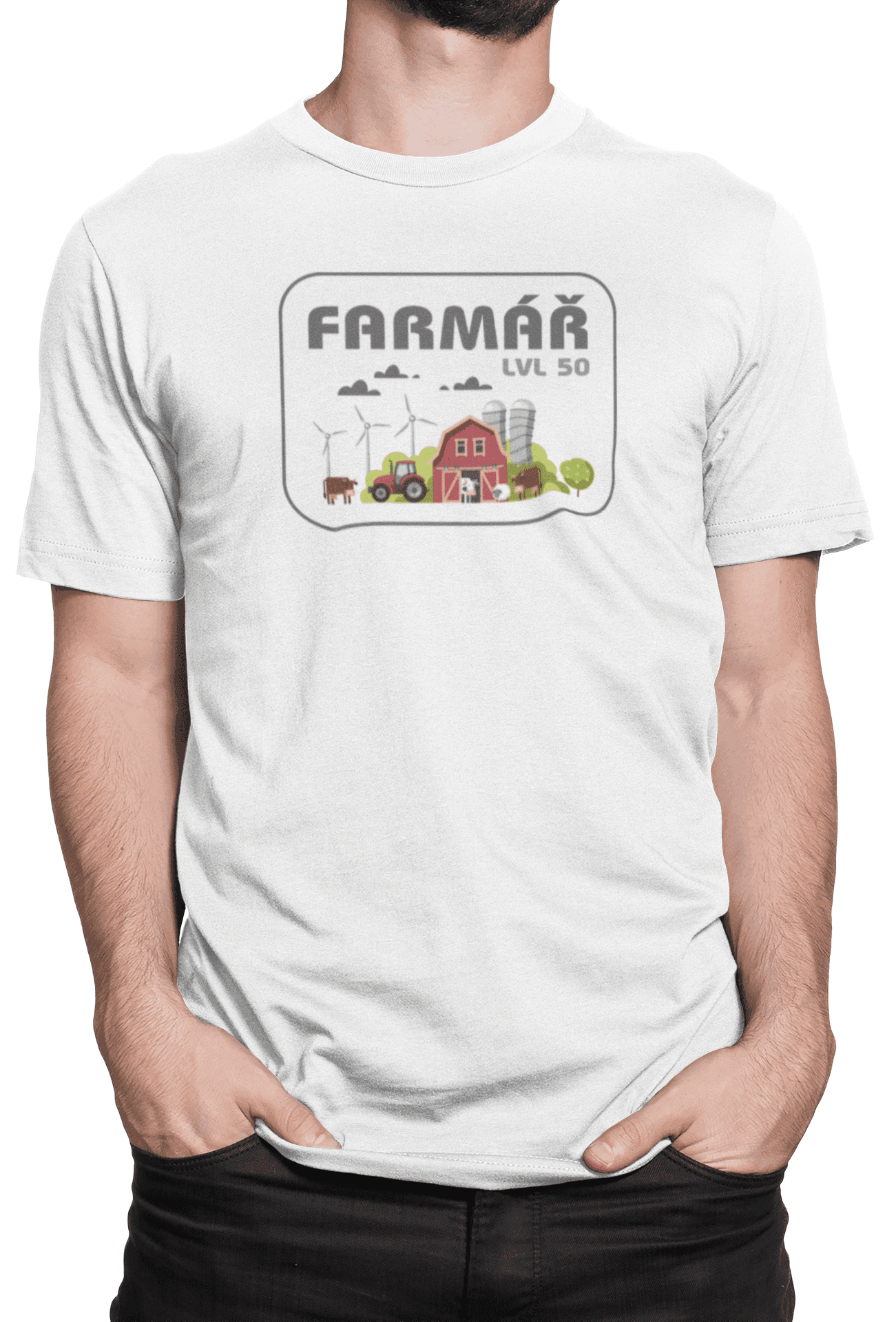 Tričko s potiskem Farmář lvl 50
