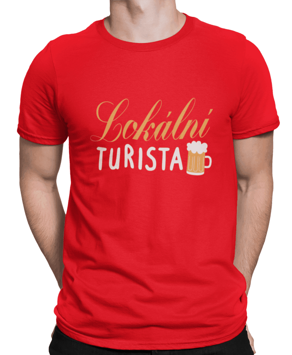 mockup of a man wearing a customizable t shirt against a plain color backdrop 1422 el (15) (1)