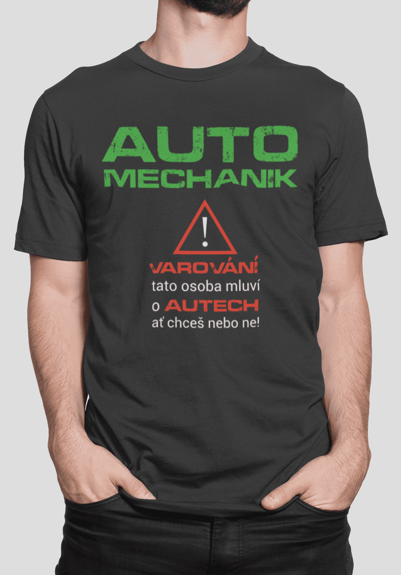 Tričko s potiskem Varování automechanik