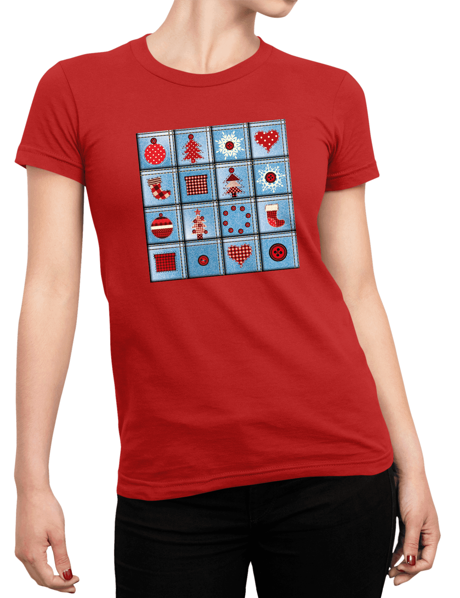 Vánoční tričko Patchwork1