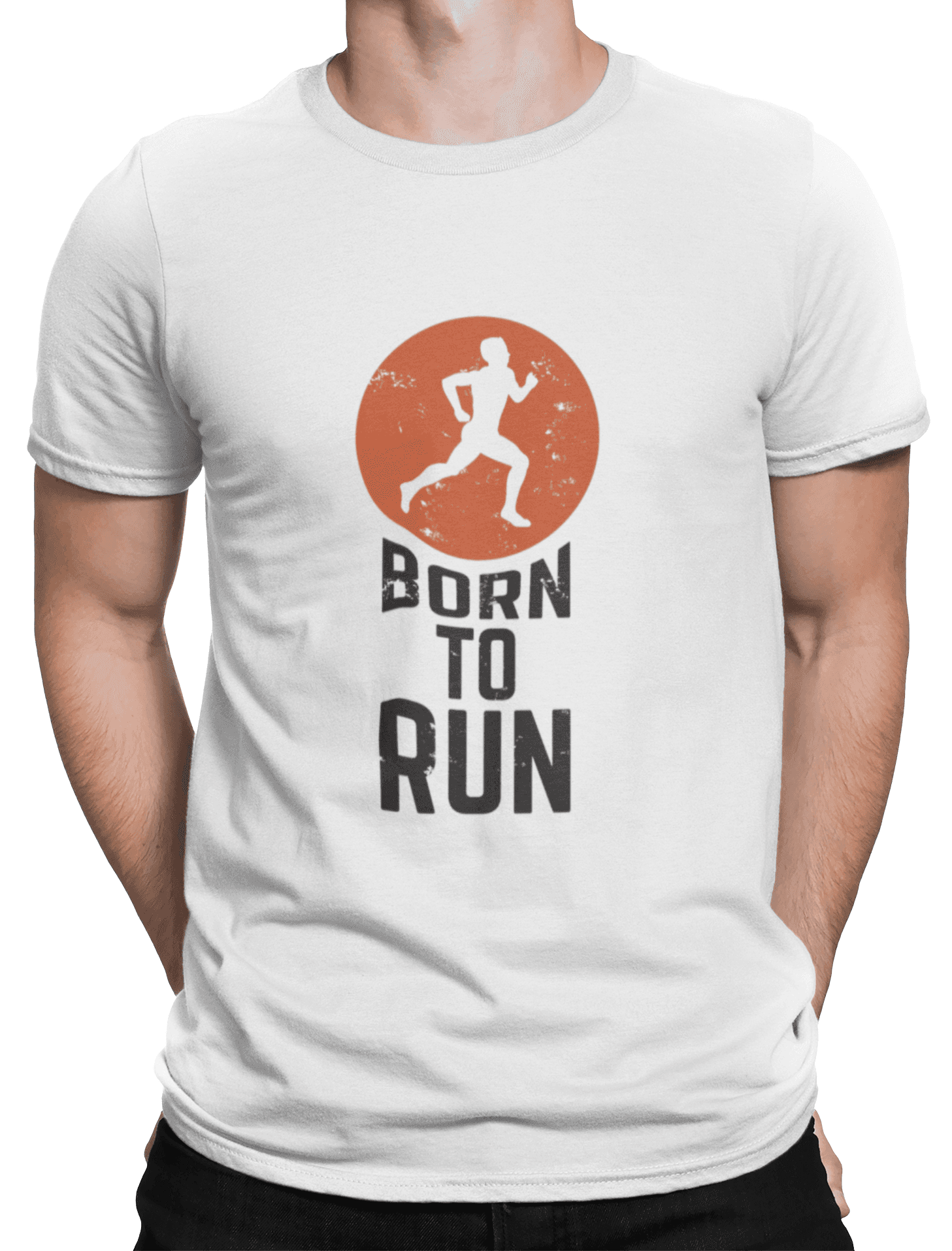 mockup of a man wearing a customizable t shirt against a plain color backdrop 1422 el min