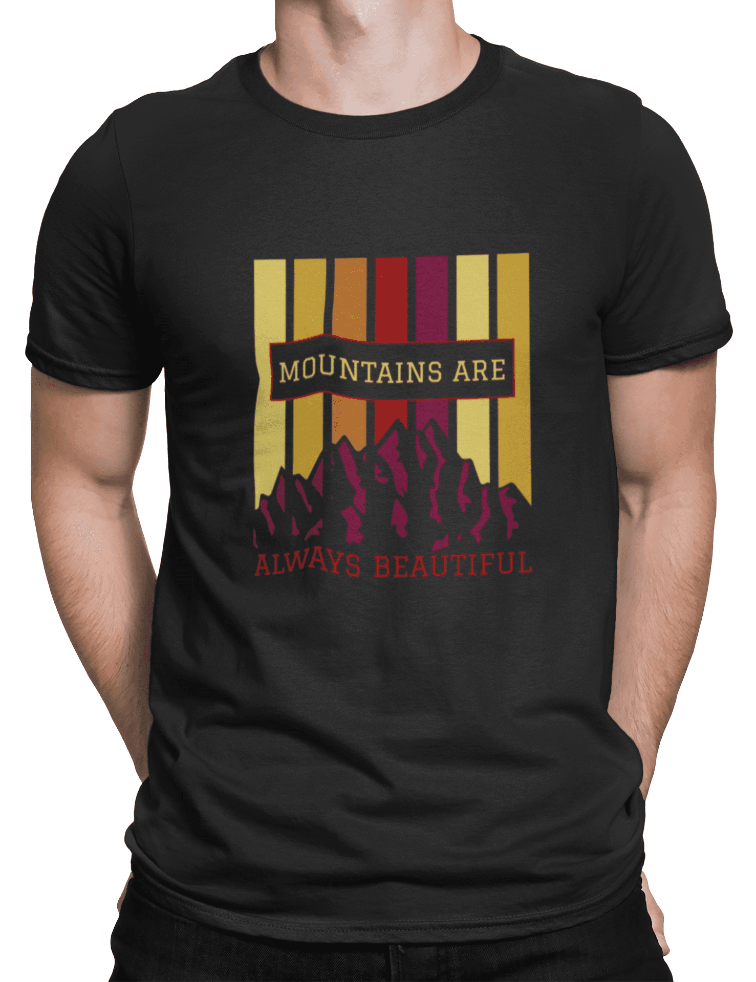 mockup of a man wearing a customizable t shirt against a plain color backdrop 1422 el (1) min