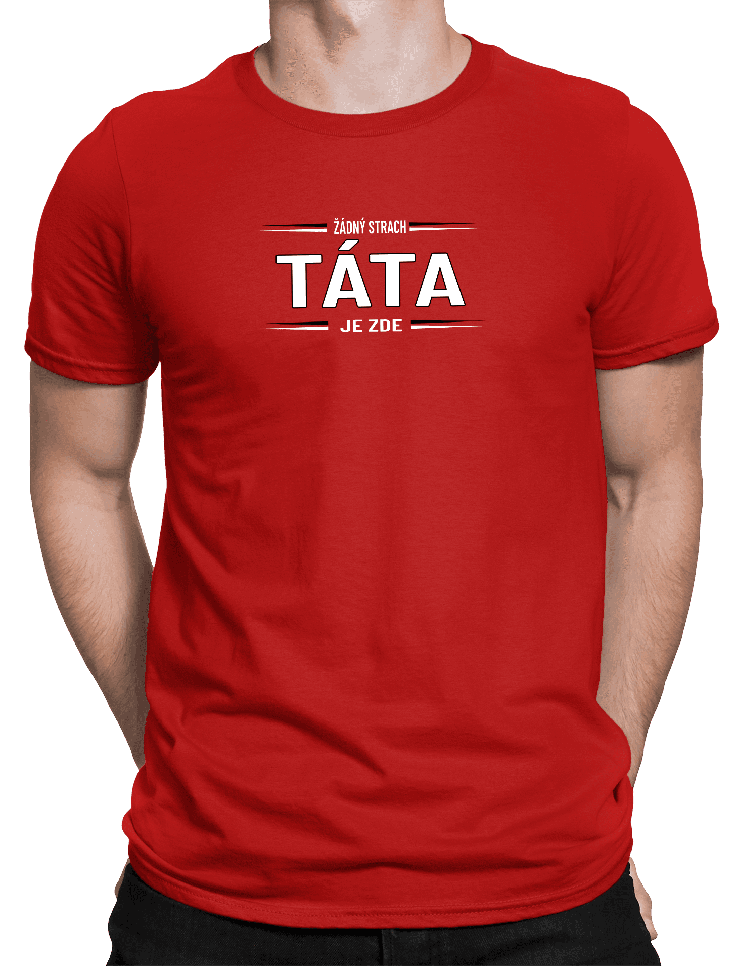 tata je zde cervene triko