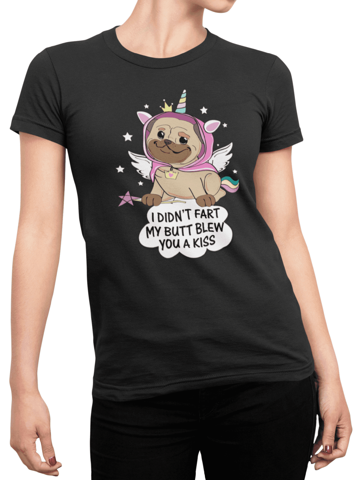 Tričko s potiskem Pug unicorn