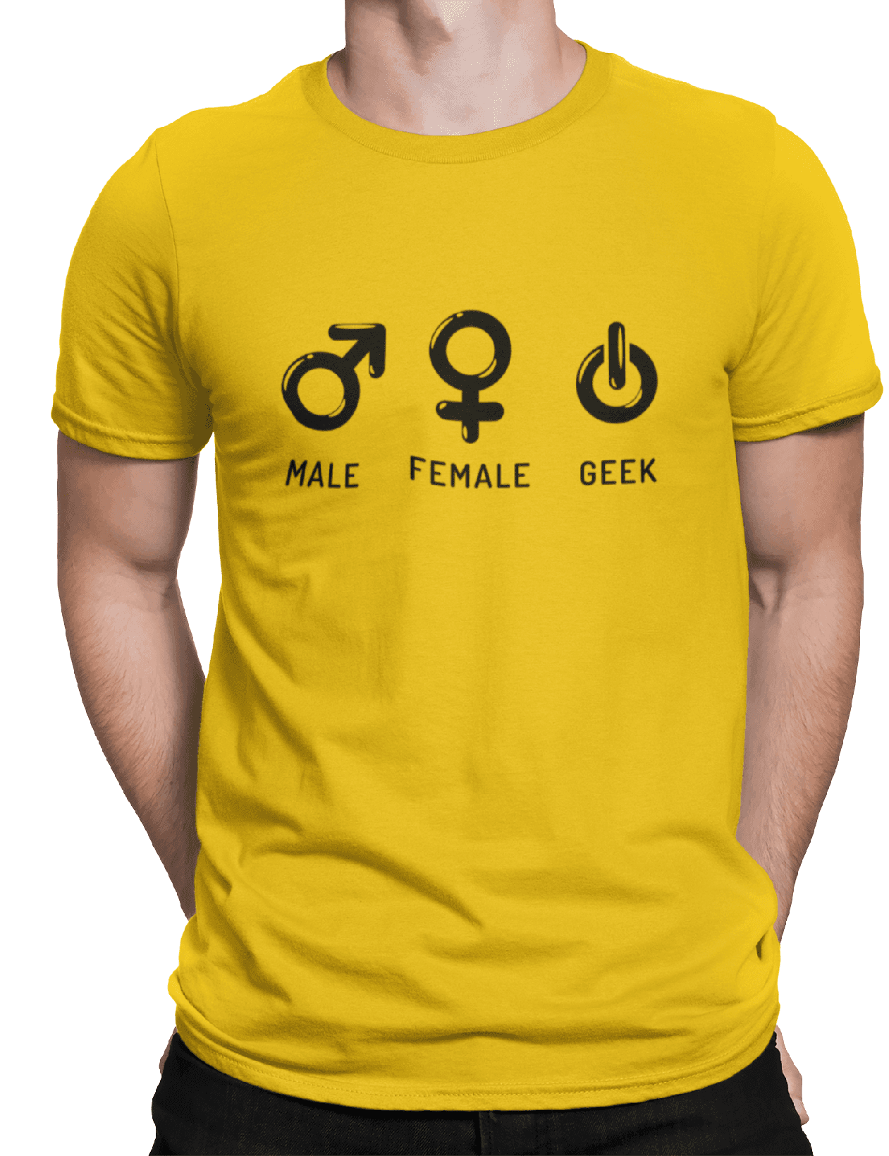 mockup of a man wearing a customizable t shirt against a plain color backdrop 1422 el min