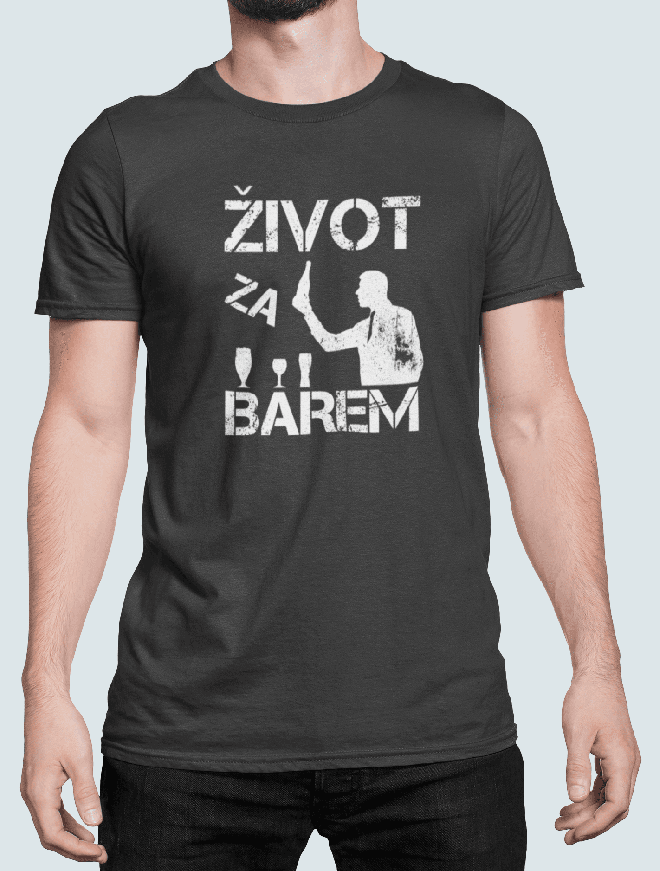 Tričko s potiskem Za barem