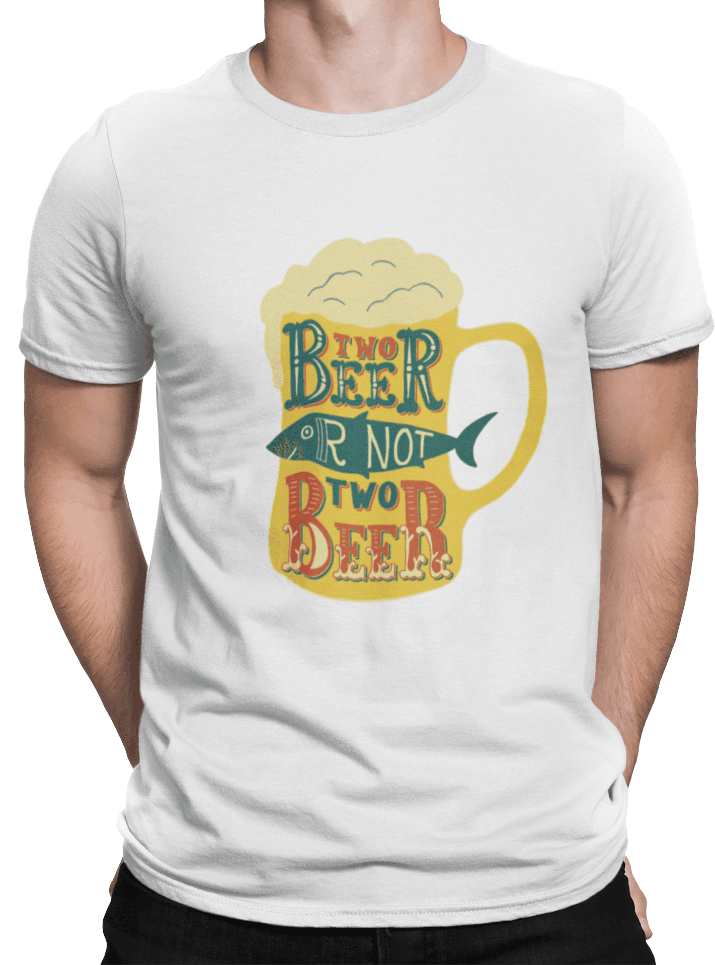 mockup of a man wearing a customizable t shirt against a plain color backdrop 1422 el min