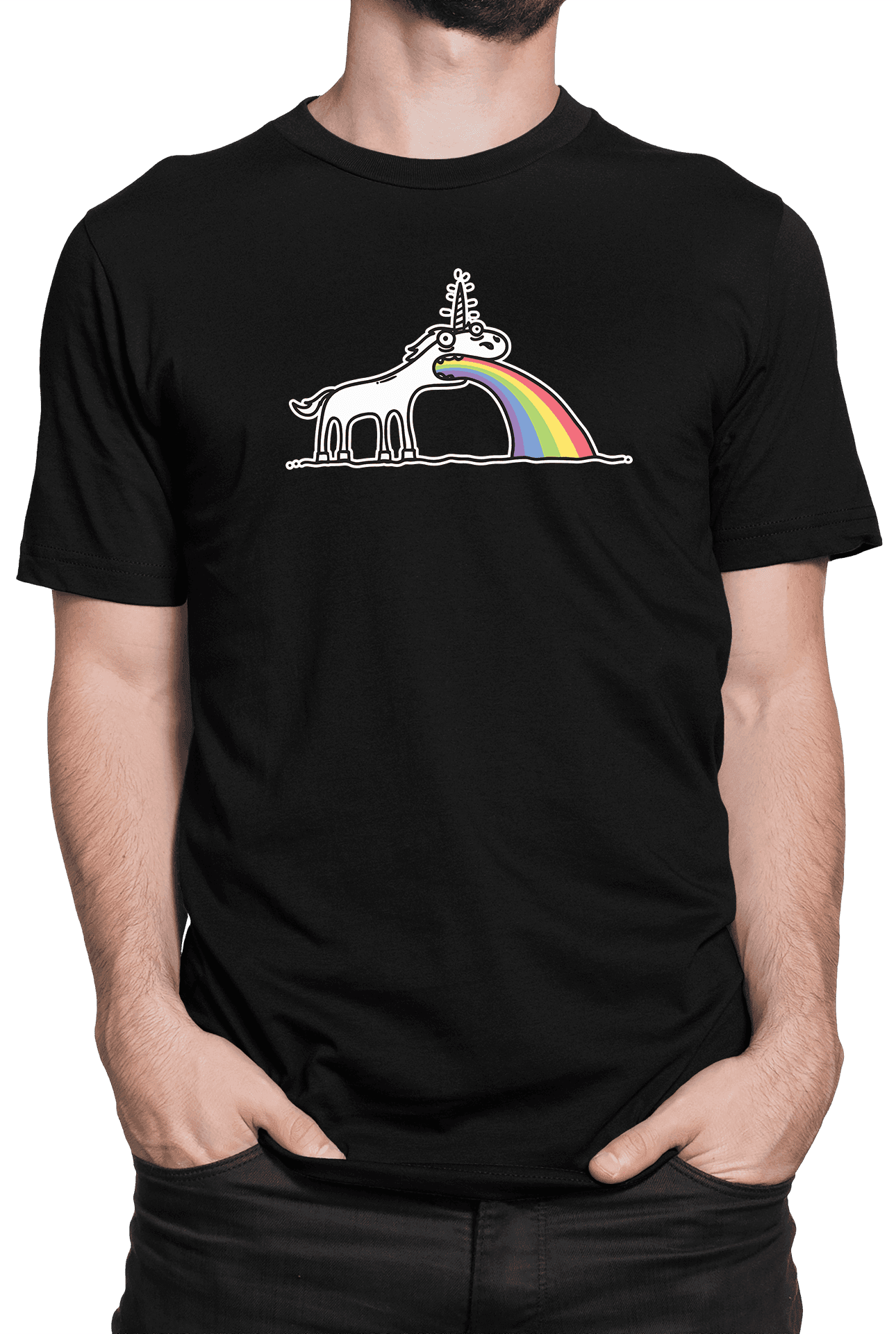 the unicorn throws up a rainbow cerne triko