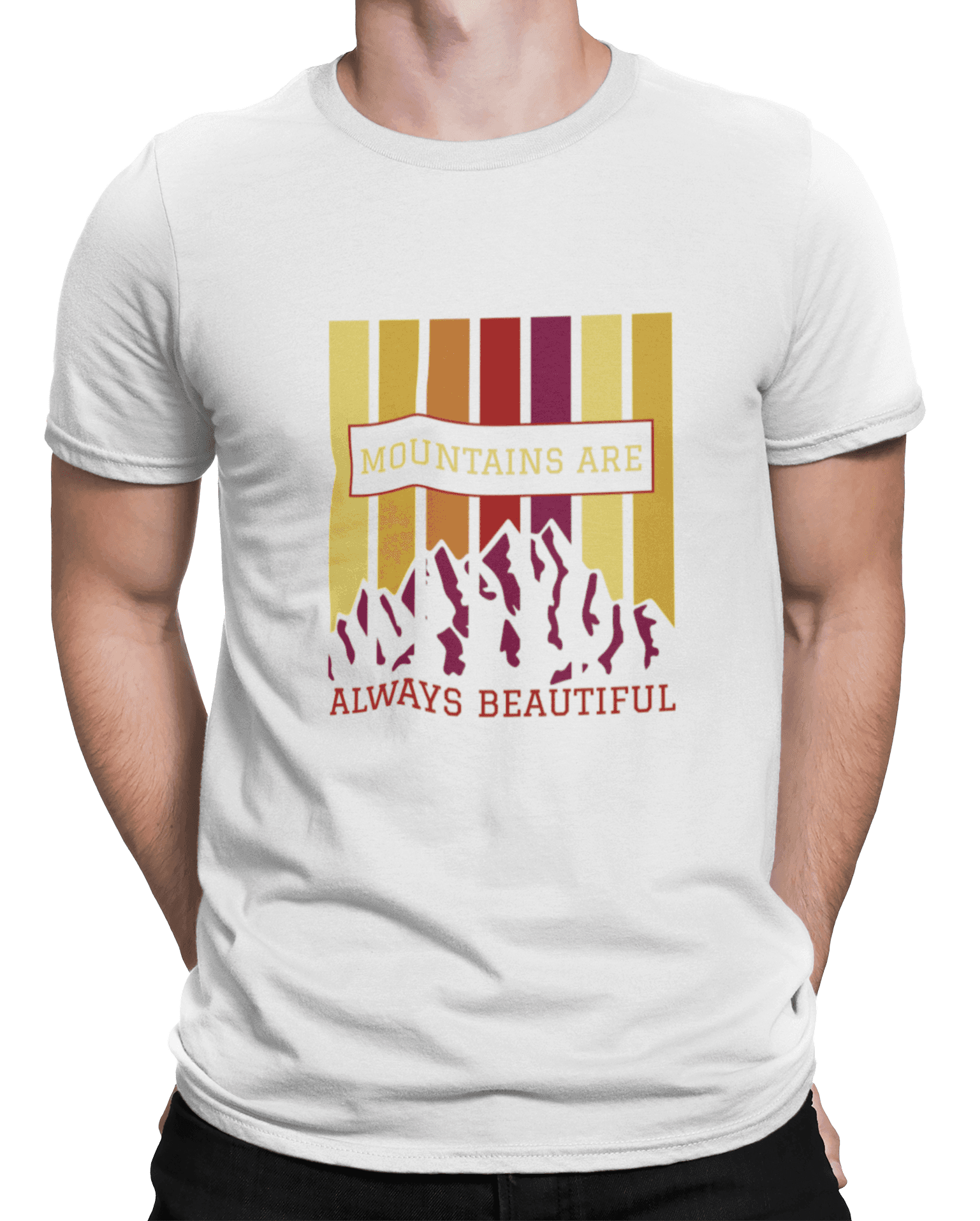 mockup of a man wearing a customizable t shirt against a plain color backdrop 1422 el min