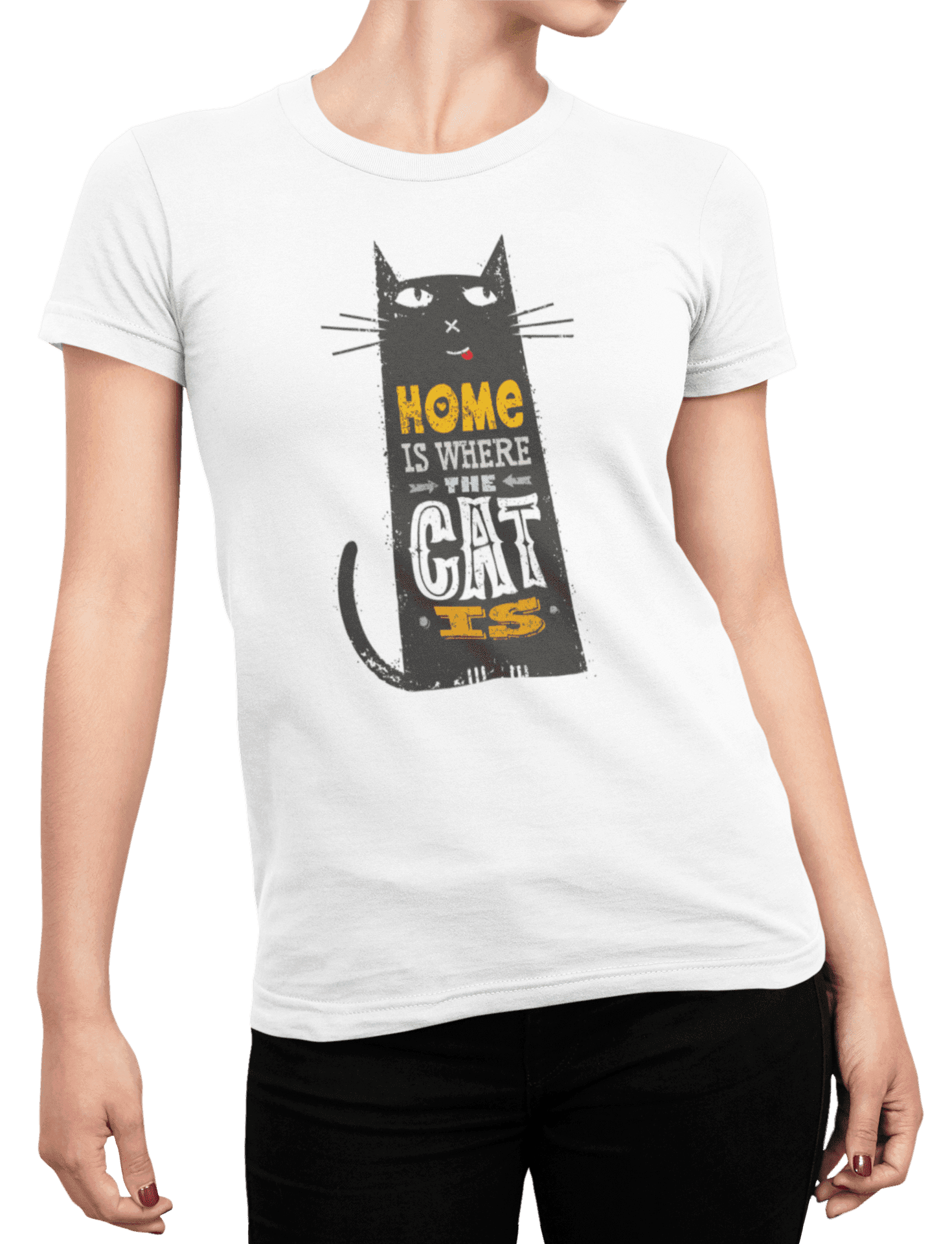 Tričko s potiskem Cat home
