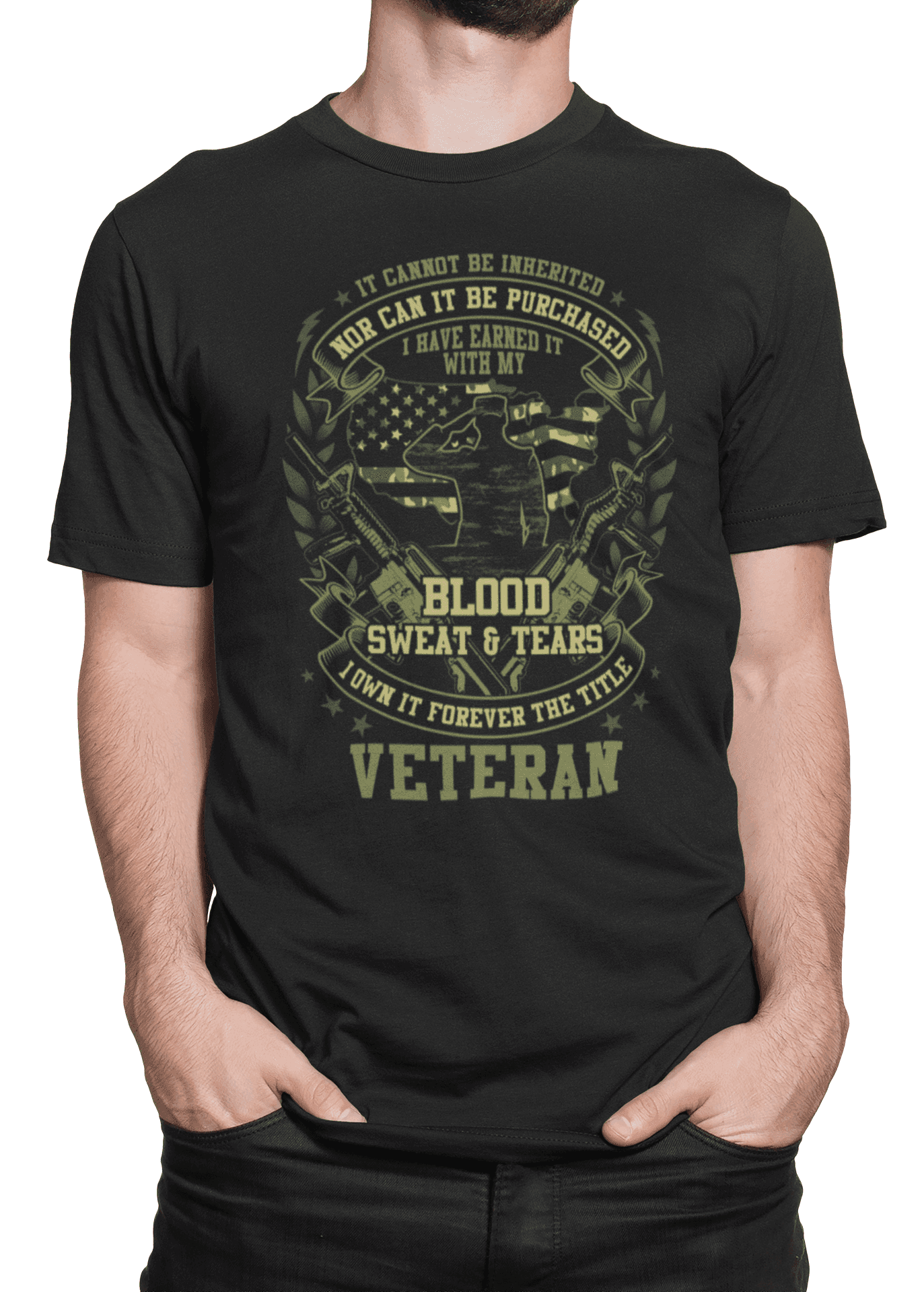 Tričko s potiskem Blood sweat and tears veteran