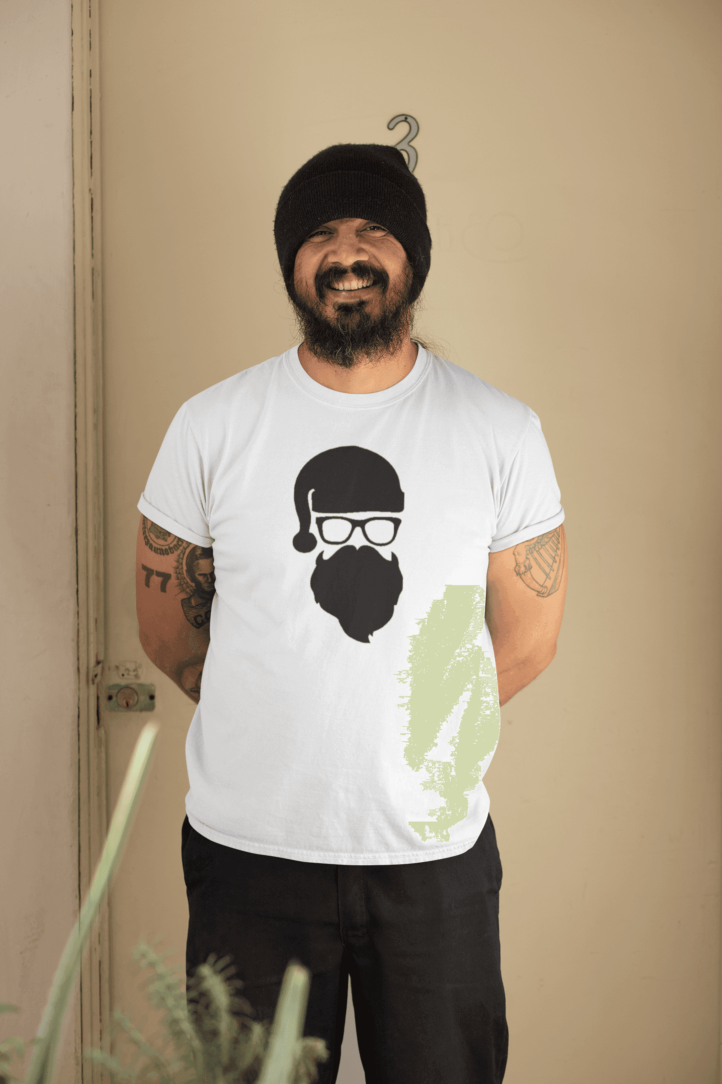 Tričko s potiskem Hipster Santa