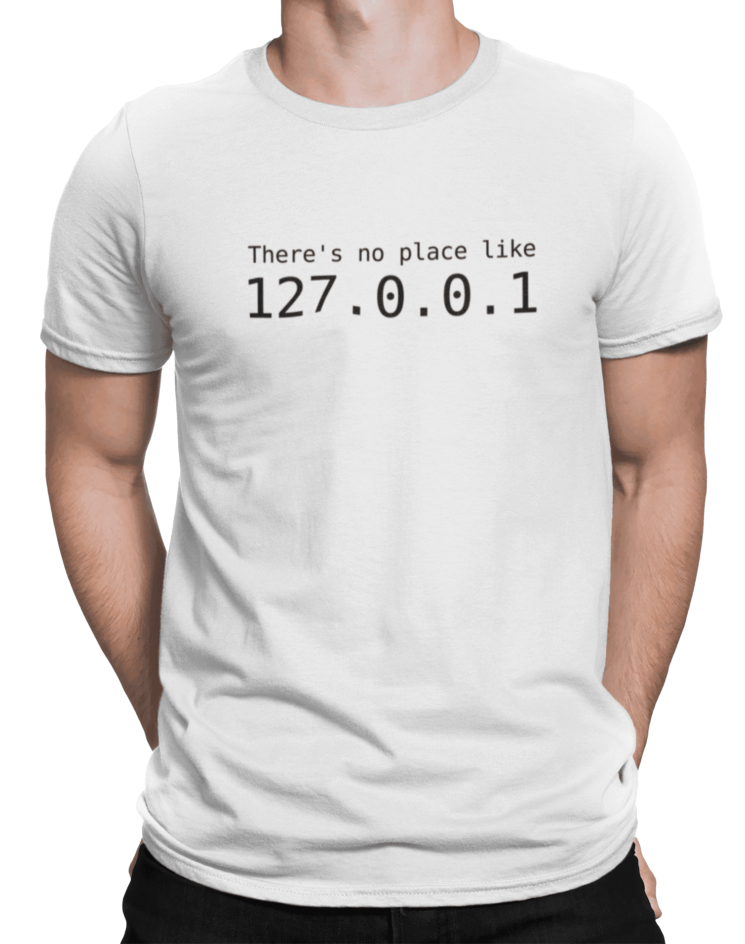 mockup of a man wearing a customizable t shirt against a plain color backdrop 1422 el min