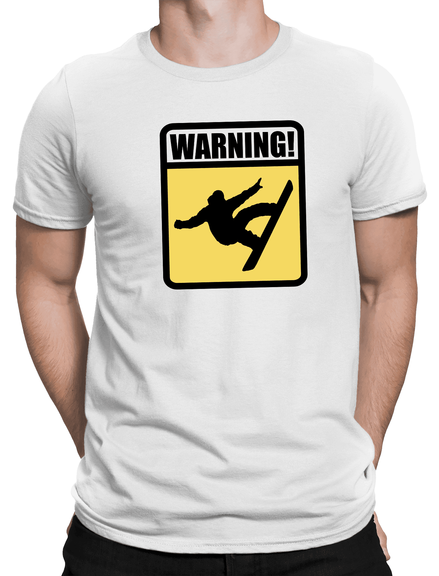 Tričko s potiskem Snowboard warning