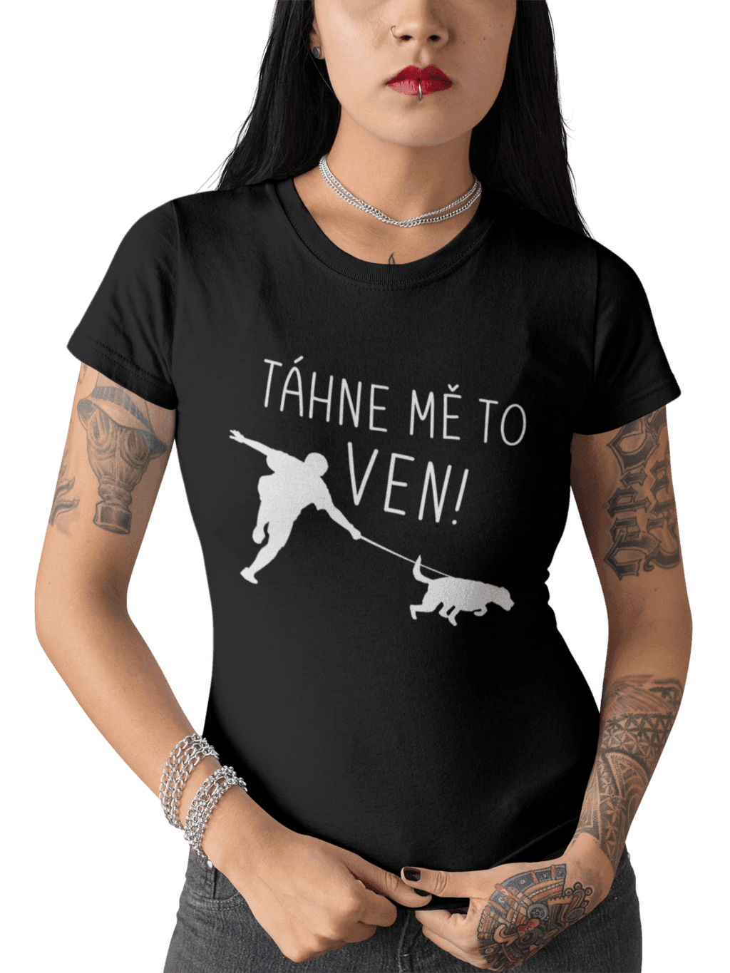 tattooed girl mockup standing while wearing a round neck tee against a solid color background a17178 (8) (1)