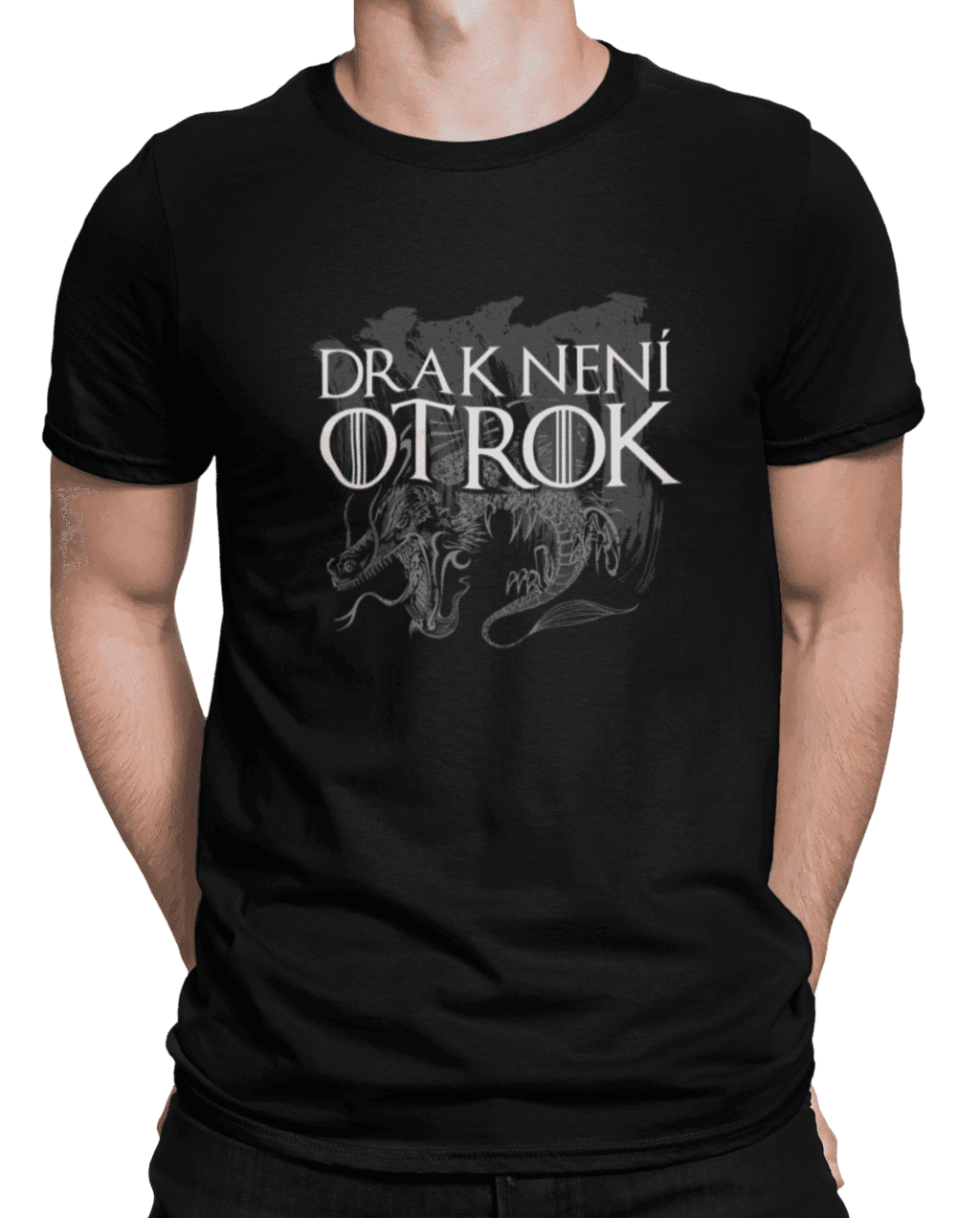 mockup of a man wearing a customizable t shirt against a plain color backdrop 1422 el (2)