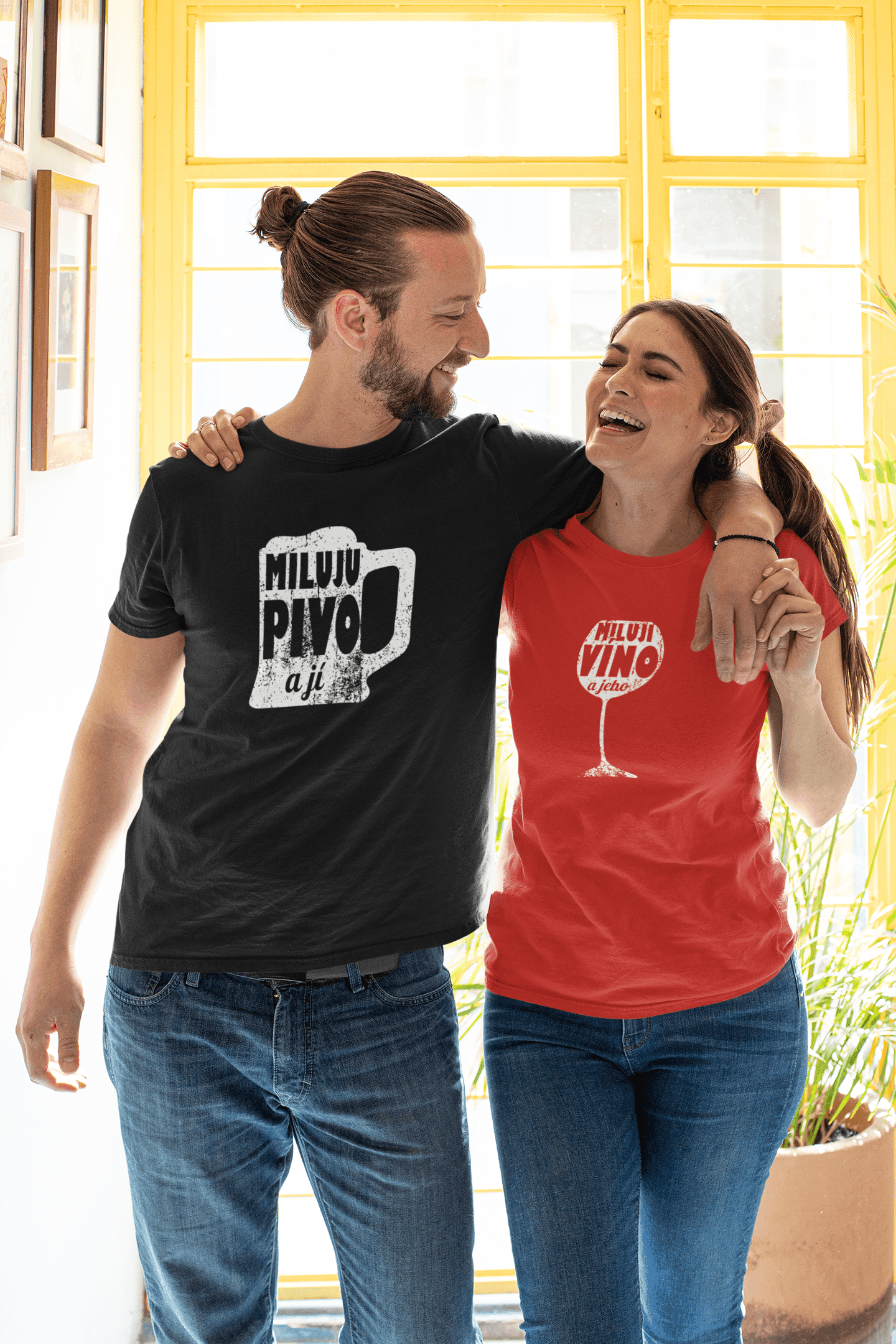 Trička pro páry Miluji pivo a víno