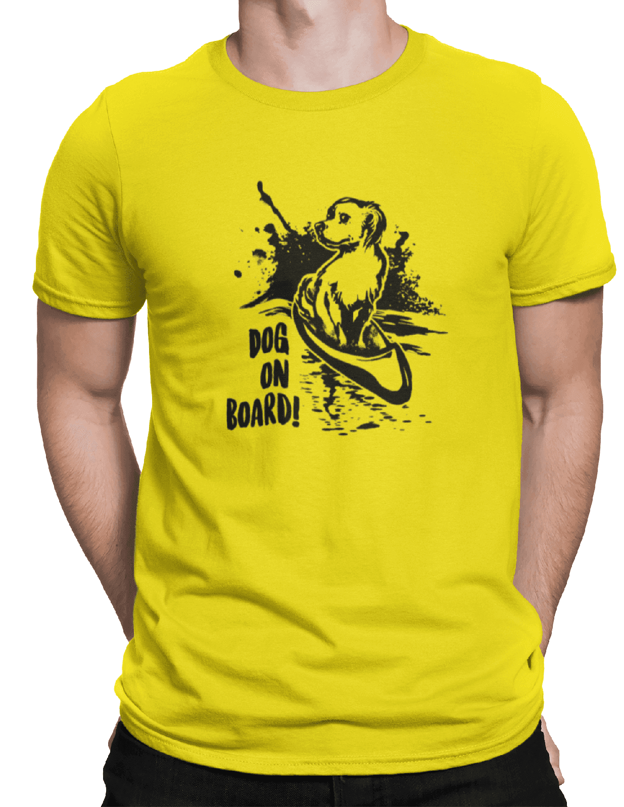 dog on board retrívr mockup yellow