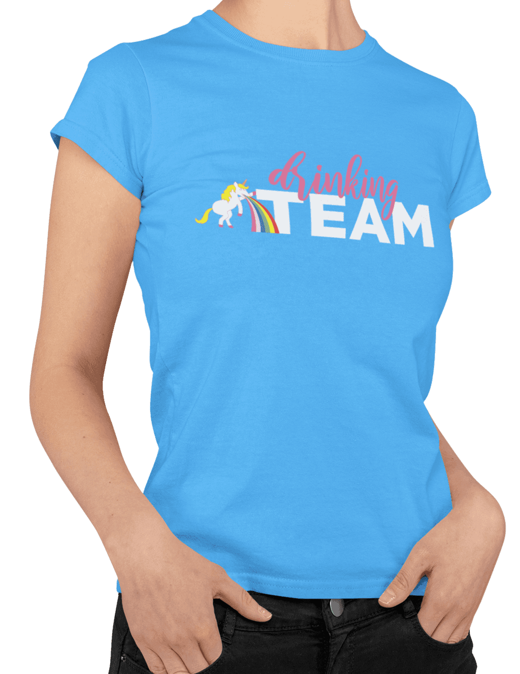 transparent basic tee mockup of a woman posing with her hands in her pockets m842 (1) (1)