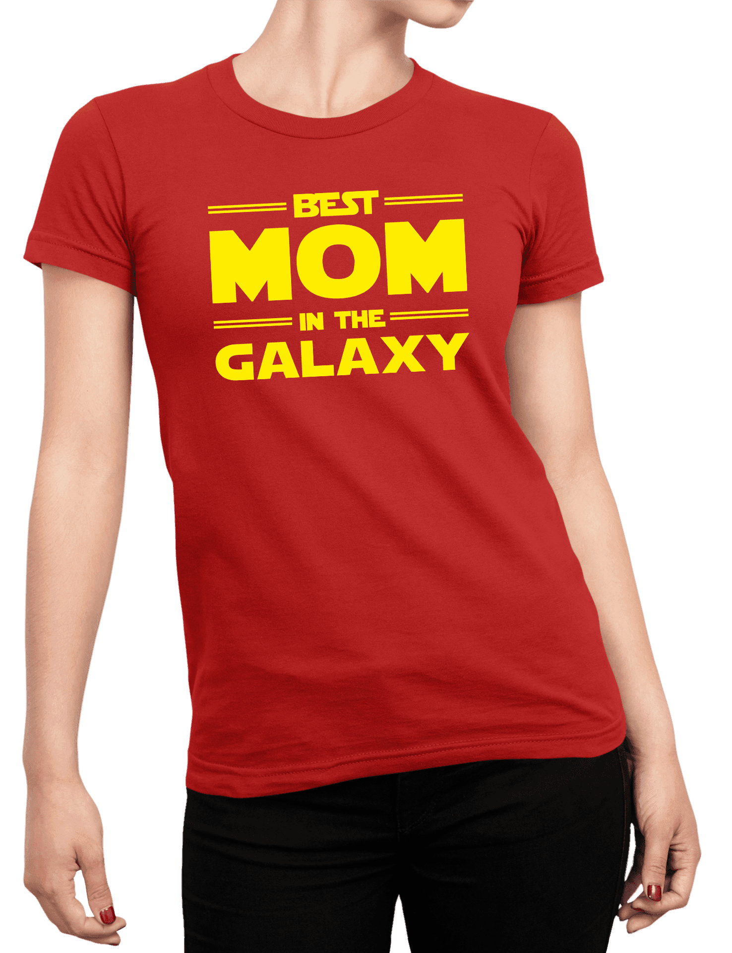 best mom in the galaxy na cervenem triku