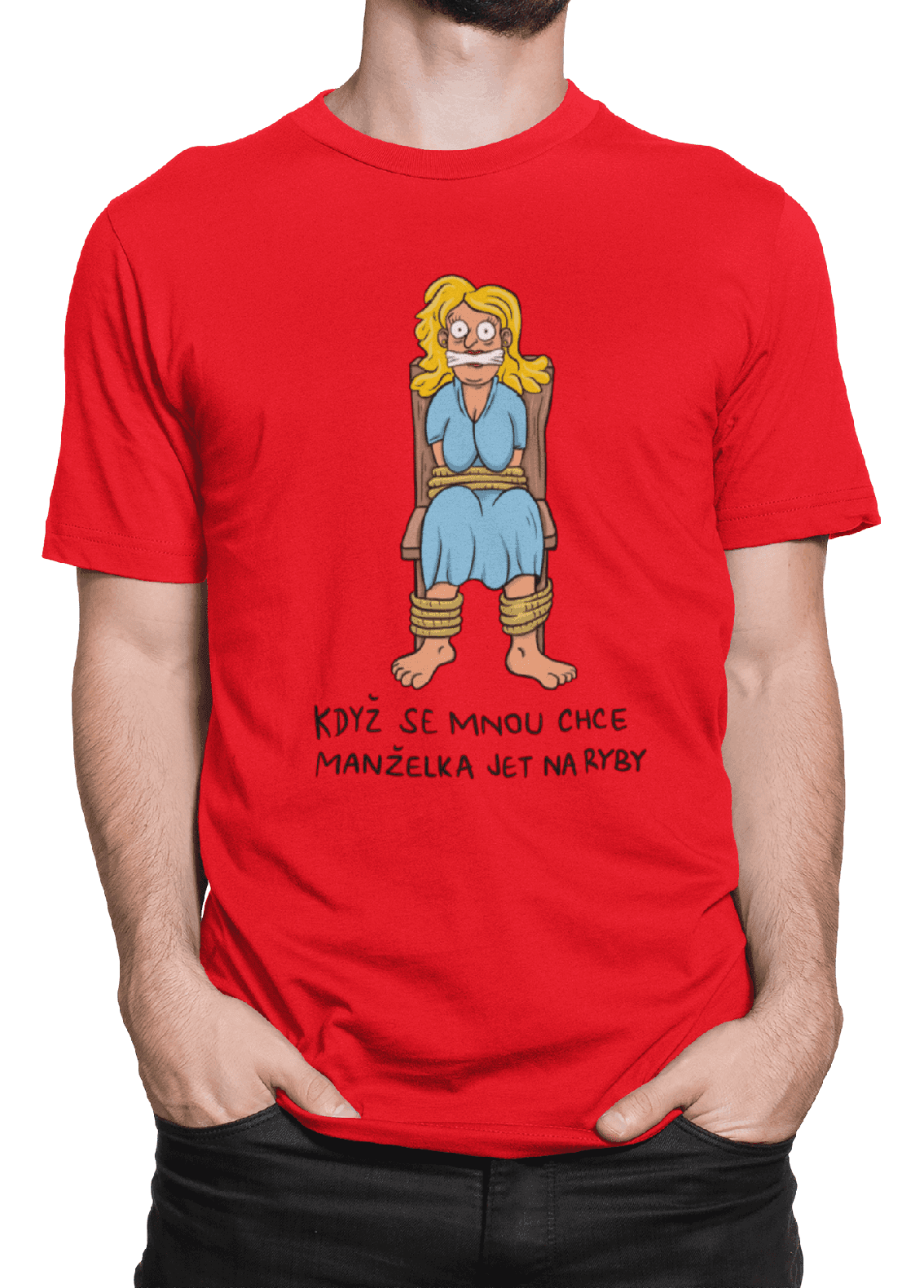 Tričko s potiskem S manželkou na rybách
