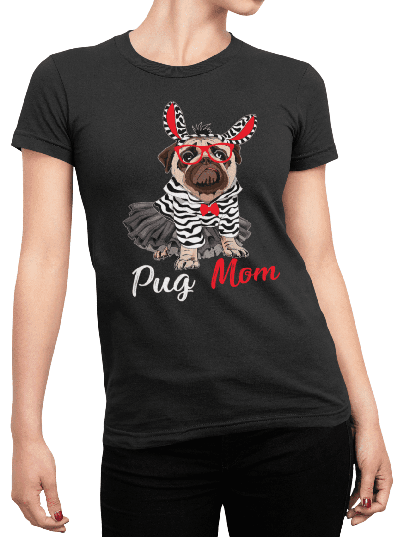 Tričko s potiskem Pug mom 2