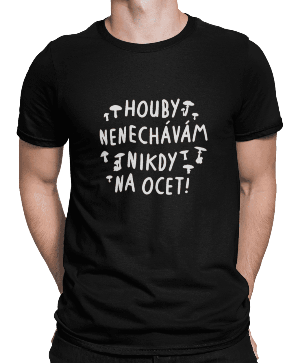 mockup of a man wearing a customizable t shirt against a plain color backdrop 1422 el (11) (1)