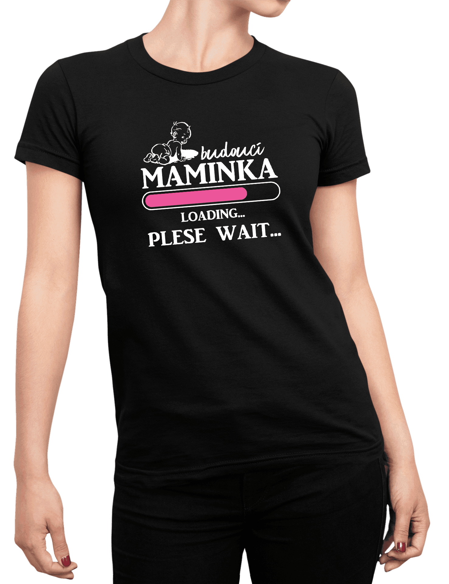 budouci maminka cerne triko