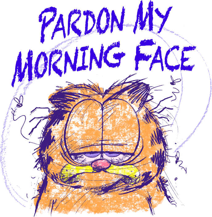 garfield morning na bílé