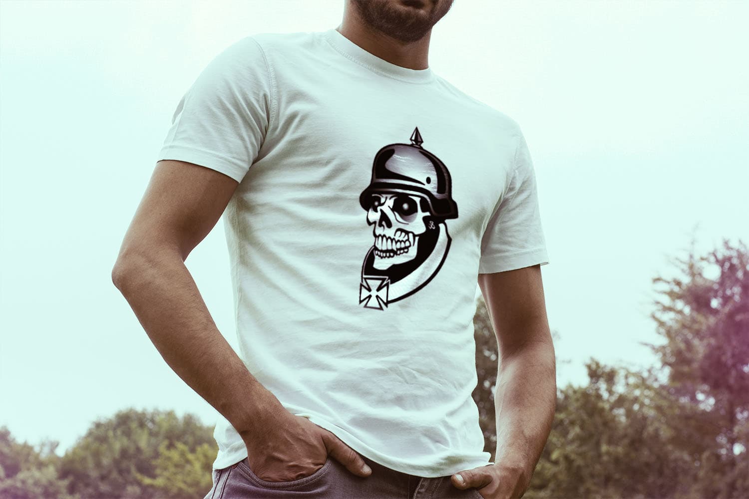 Tričko s potiskem Nazi Skeleton