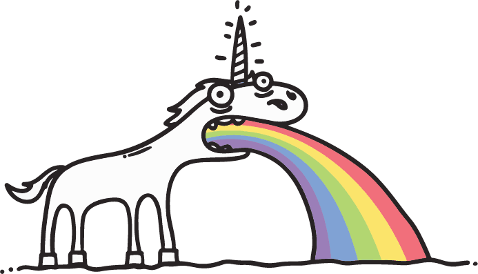 the unicorn throws up a rainbow min
