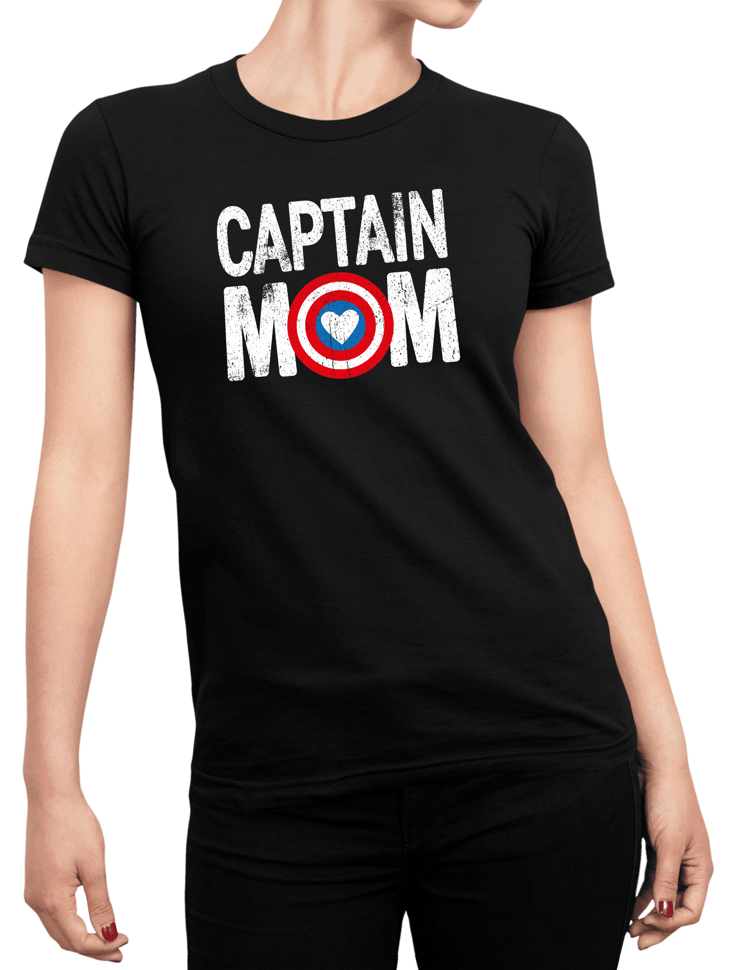 captain mom na cernem triku