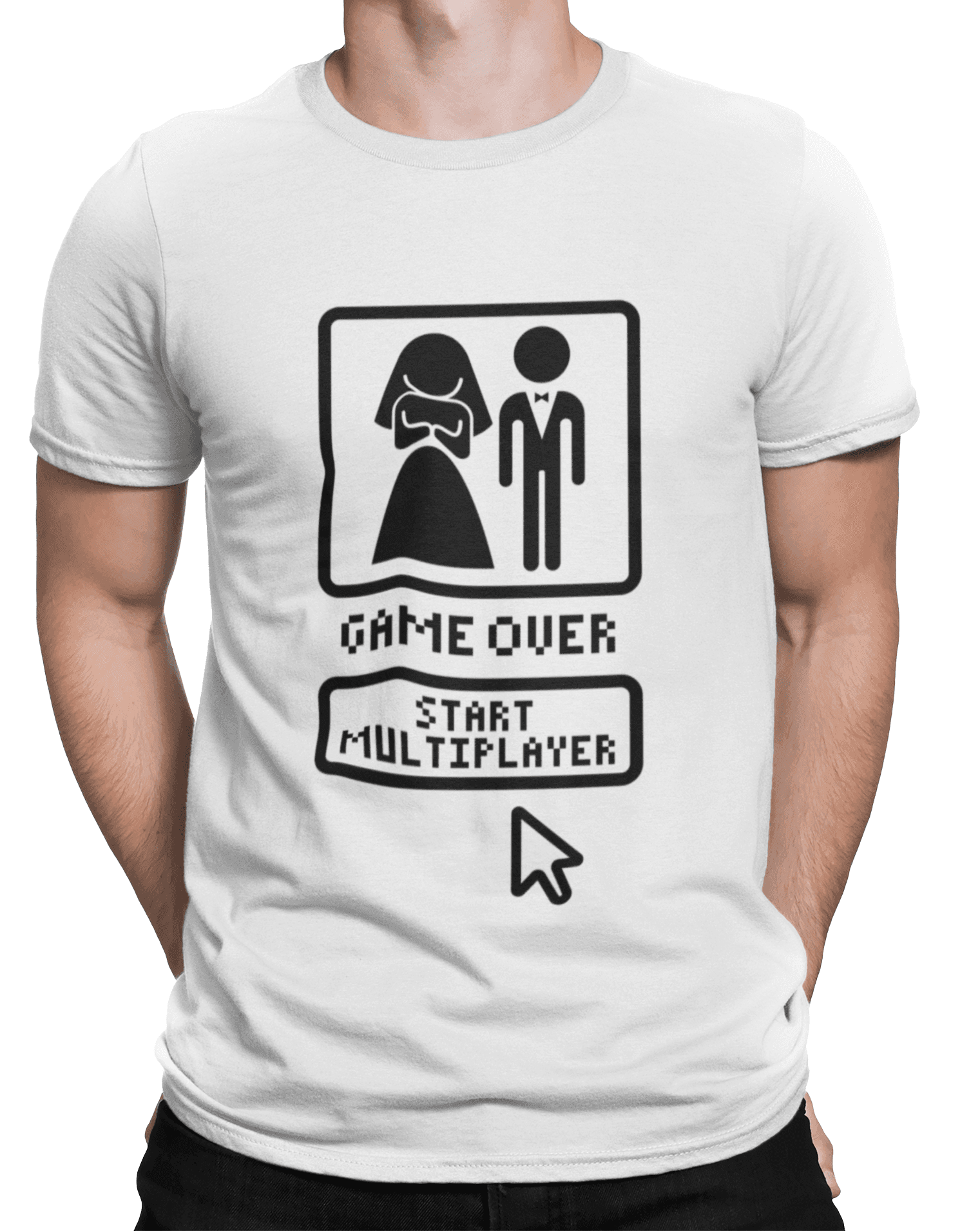 mockup of a man wearing a customizable t shirt against a plain color backdrop 1422 el min