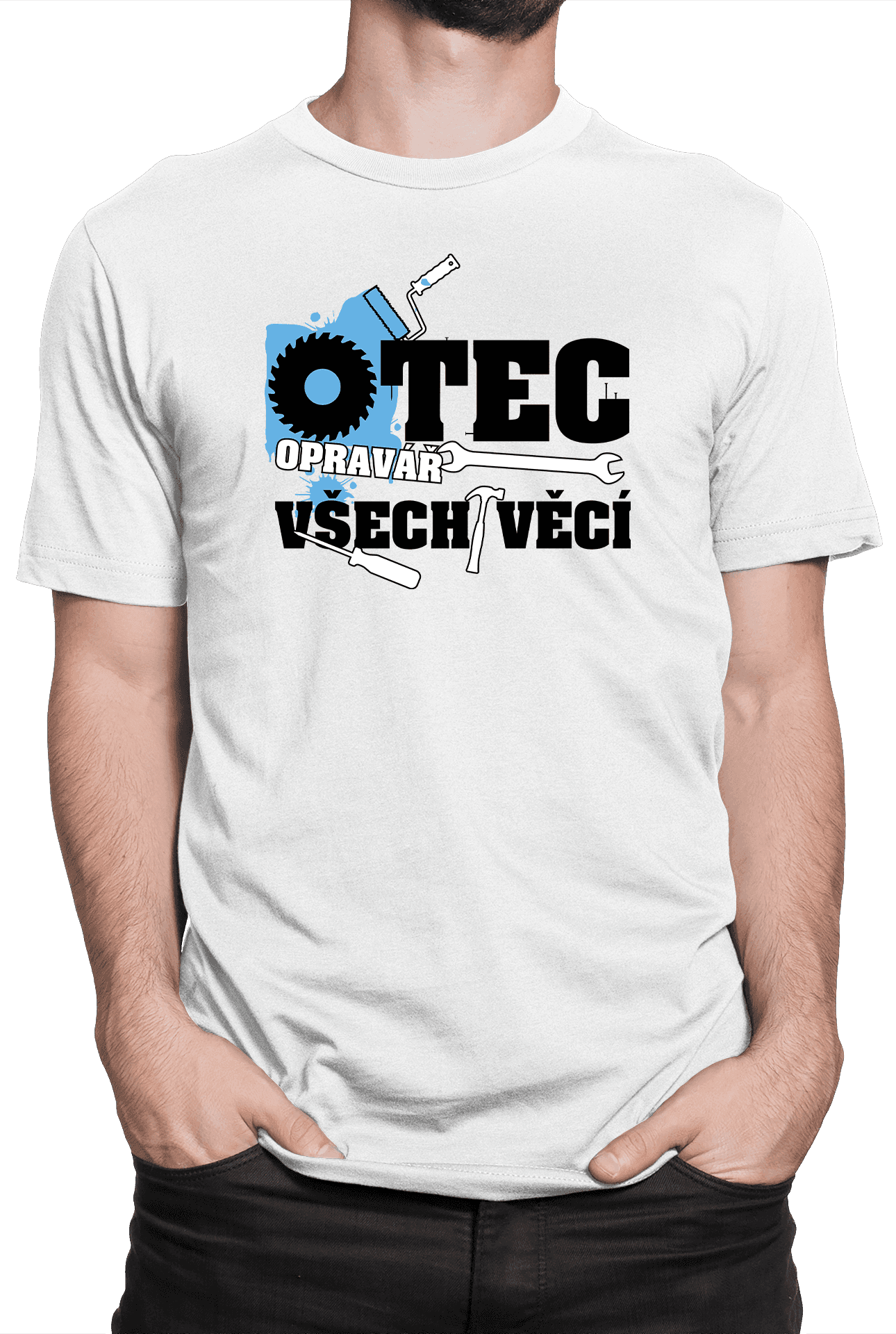otec opravar bile triko