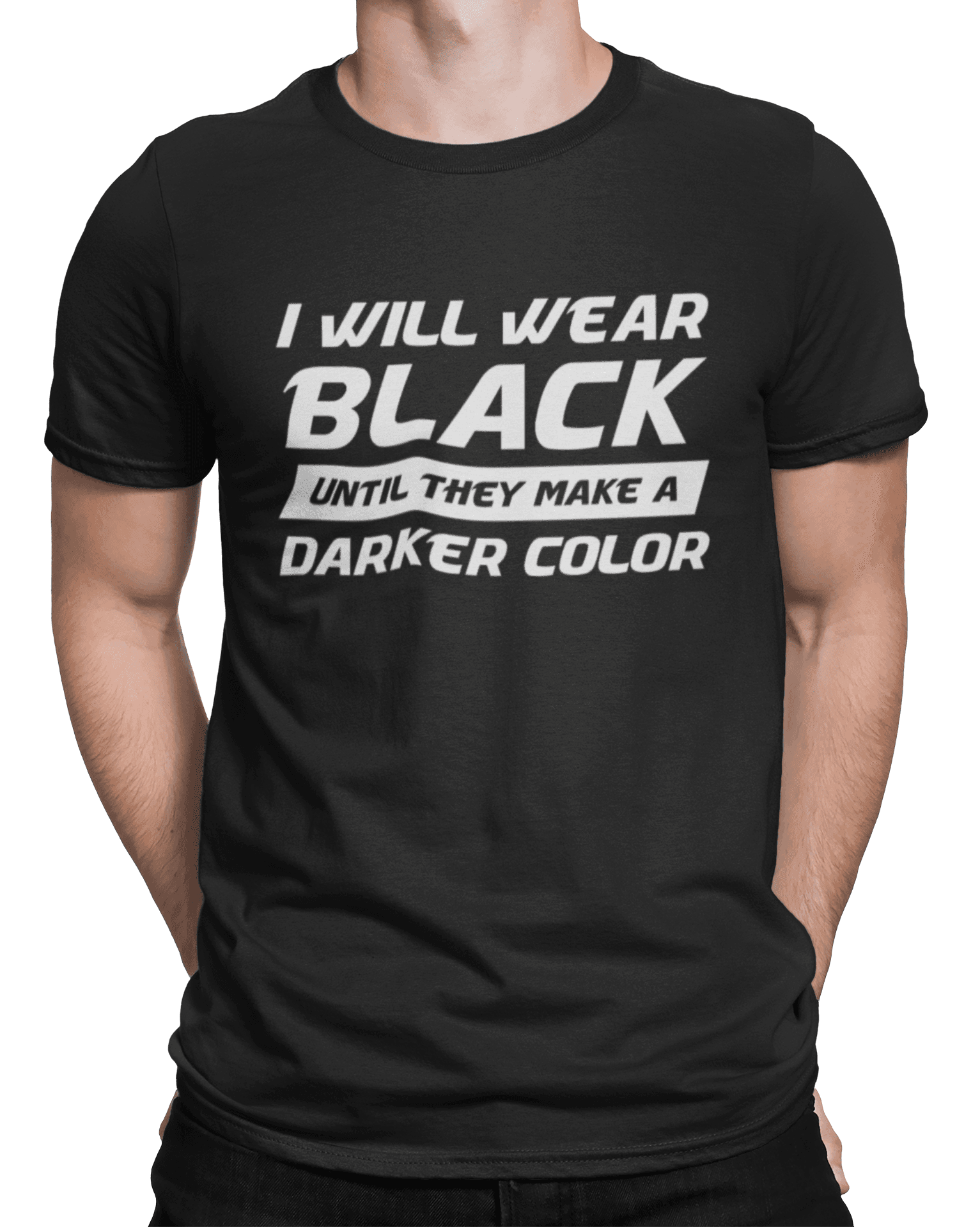 mockup of a man wearing a customizable t shirt against a plain color backdrop 1422 el min