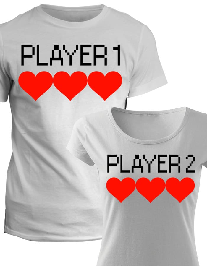 Trička pro páry Player 1 & 2