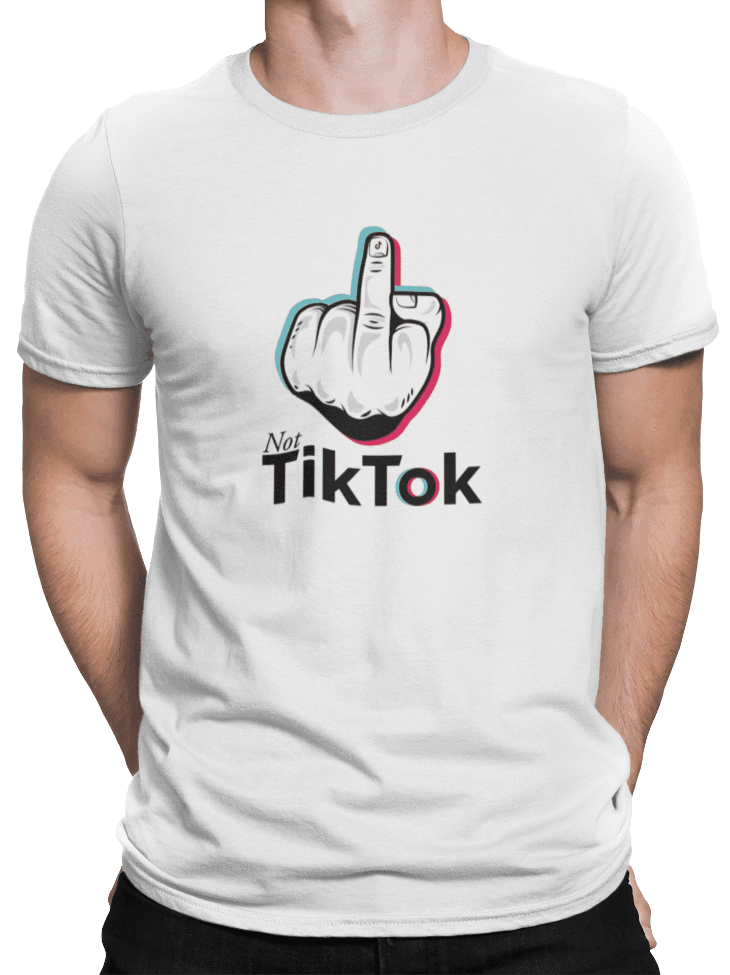 mockup of a man wearing a customizable t shirt against a plain color backdrop 1422 el min