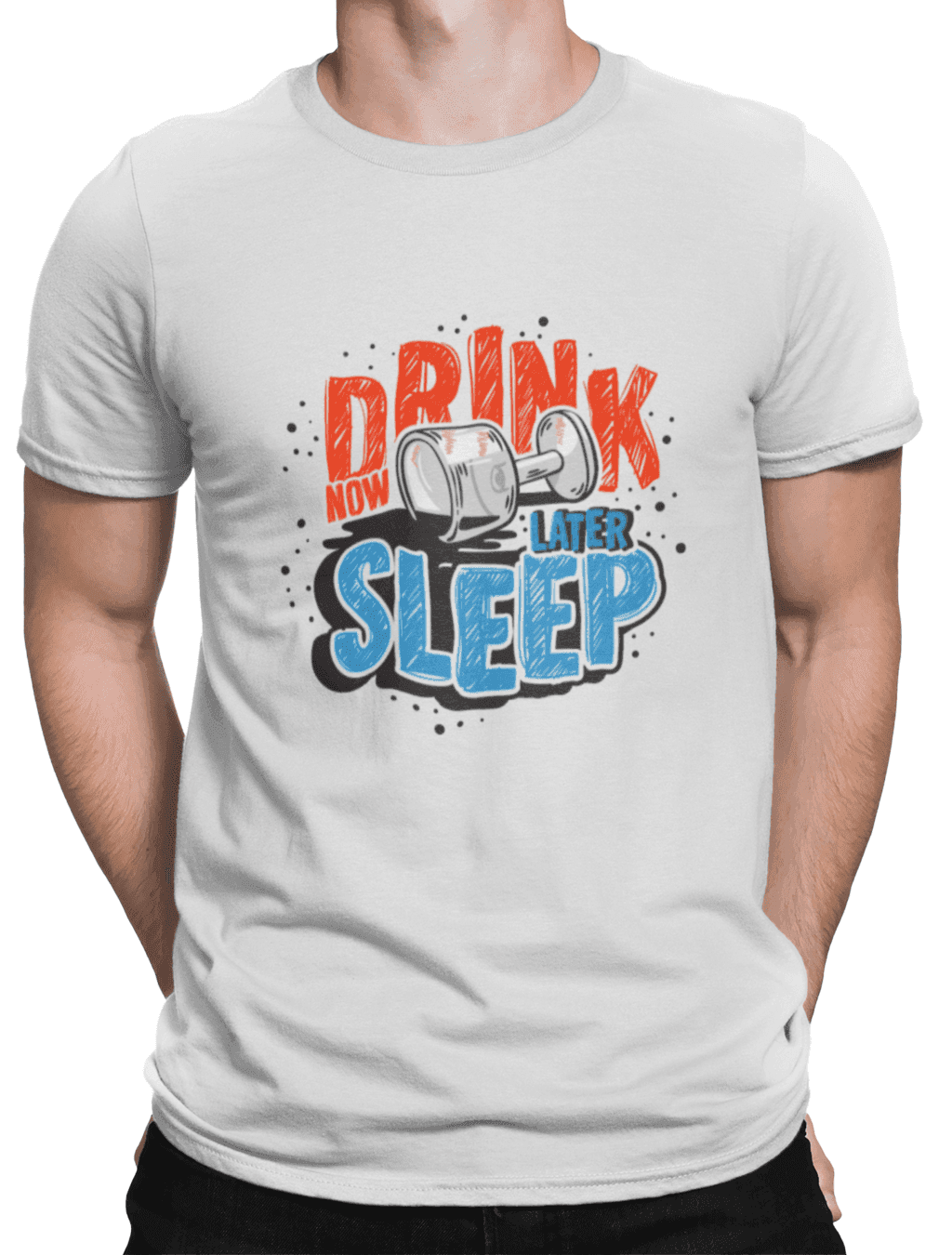 mockup of a man wearing a customizable t shirt against a plain color backdrop 1422 el min (3)