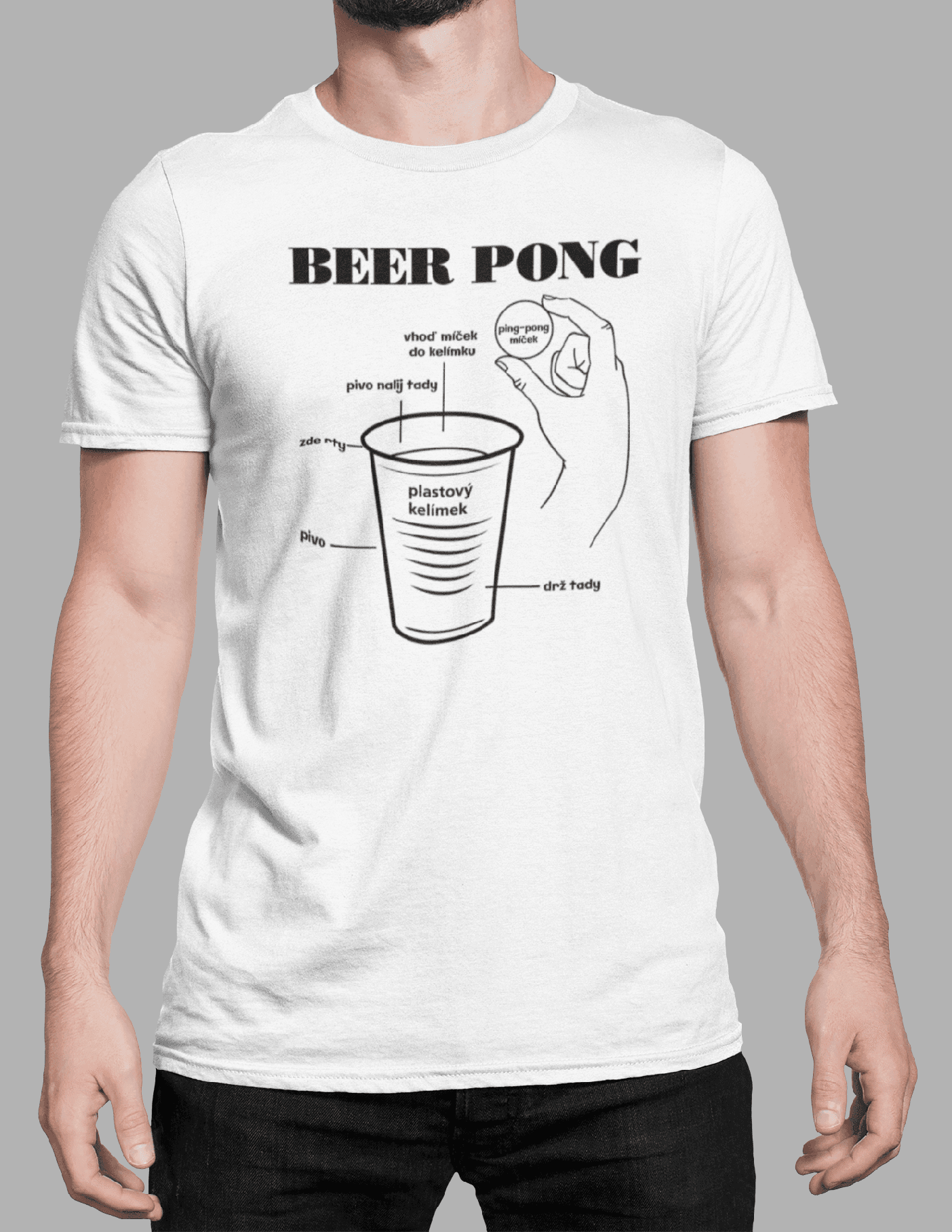 Tričko s potiskem Beer pong